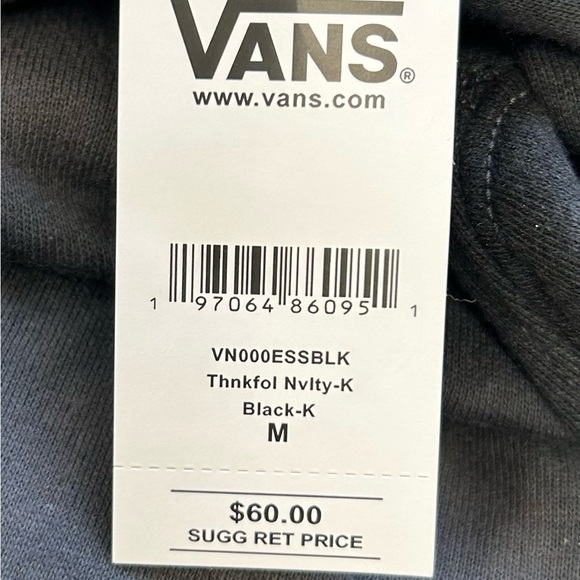 Vans/ MWT/  "Off the Wall" tie-dye hoodie/ size M/ blk n grey - Picture 10 of 13